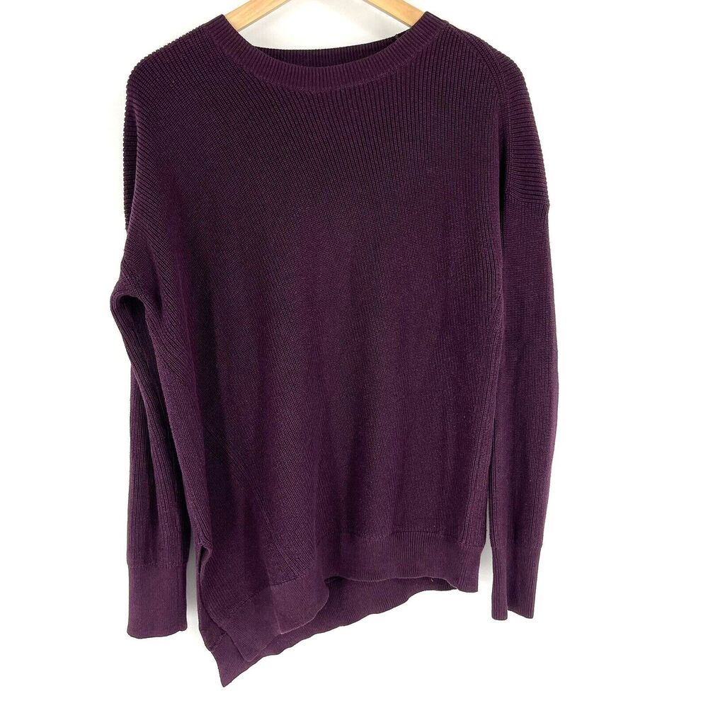 Athleta Sweater Size XS Women Maroon Asym Rest Day Crew Dolman Sleeve Rib Lounge